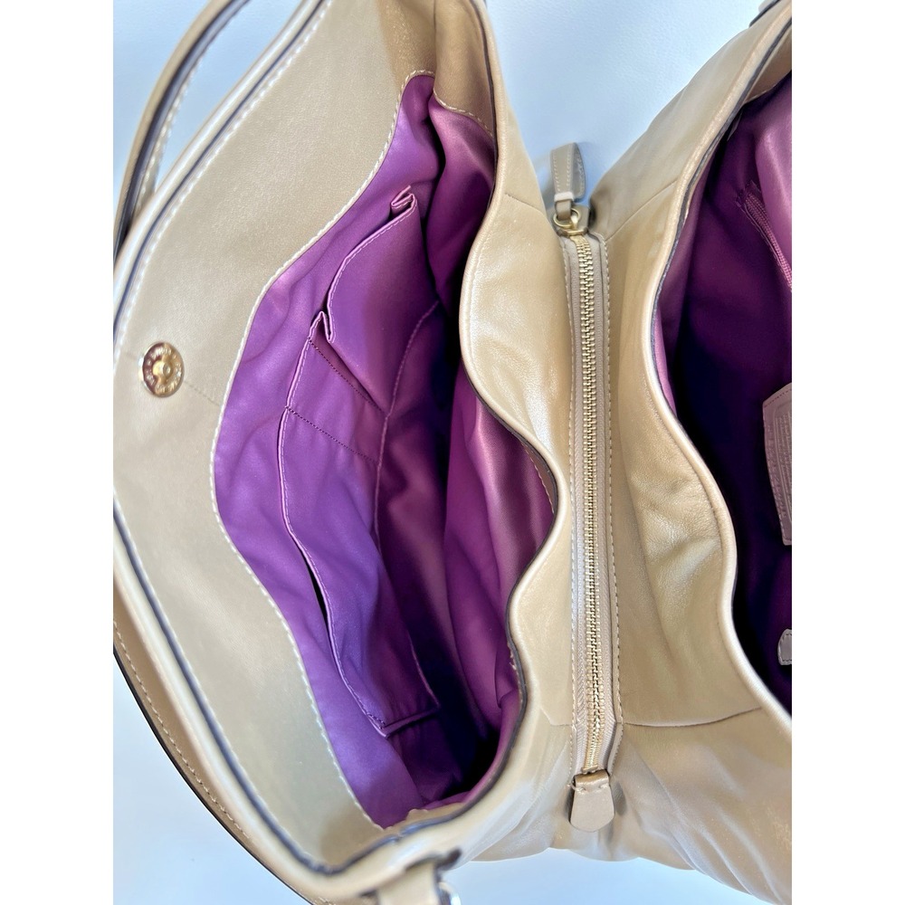 Coach Madison Phoebe Op Art Gold Sateen Purple Interior Shoulder Bag 26448 - Picture 8 of 15